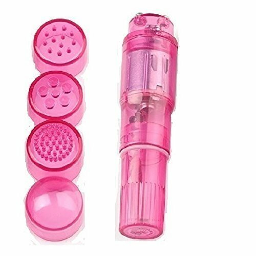 Pink Mini Vibrator Pocket Rocket Portable Small Massage Body Tool 4 Head