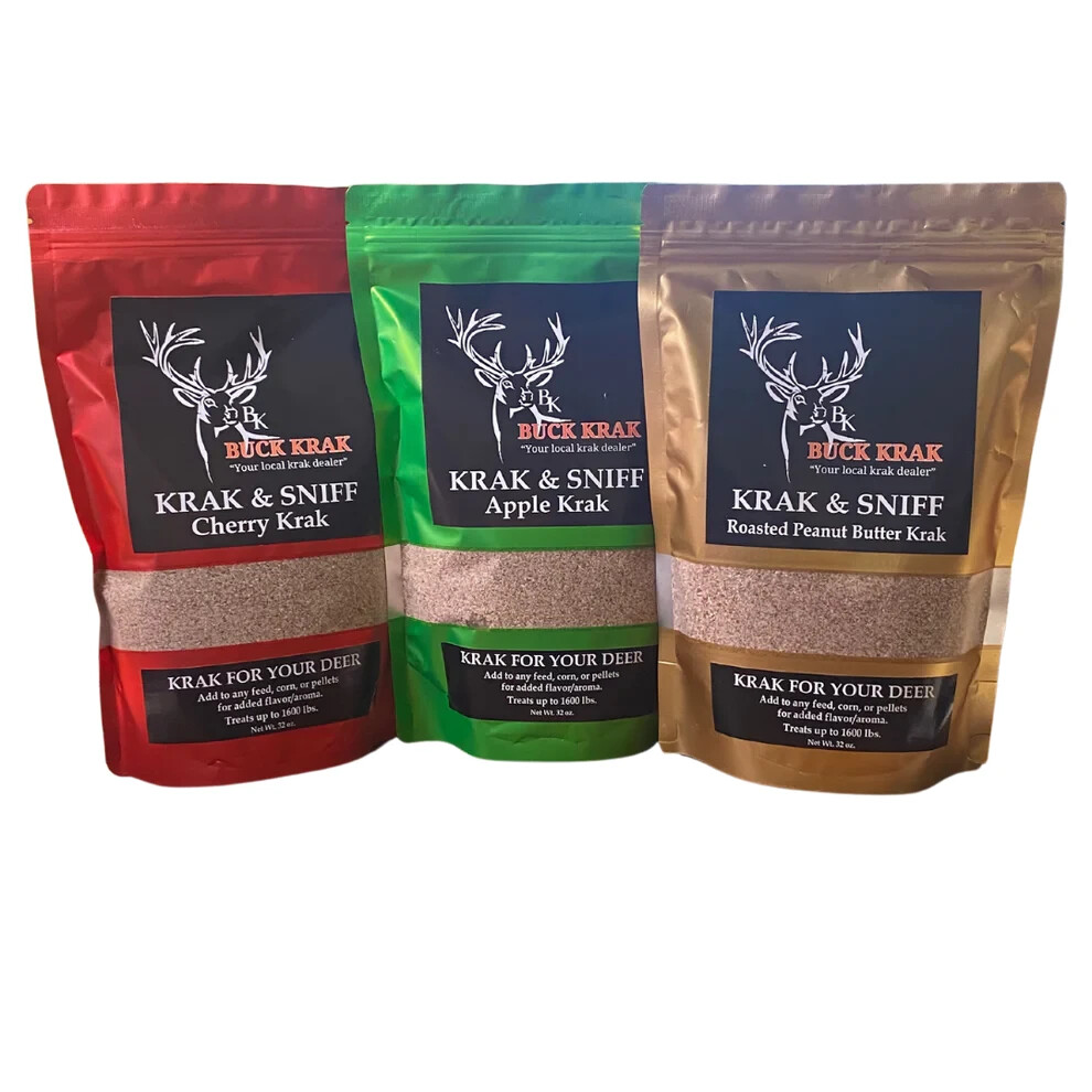 Buck Krak 3 pack  Attractant ( 1 Apple, 1 Cherry, 1 Peanut Butter Included)