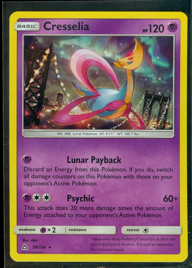 Pokemon CRESSELIA 59/156 - Ultra Prism RARE HOLO - MINT