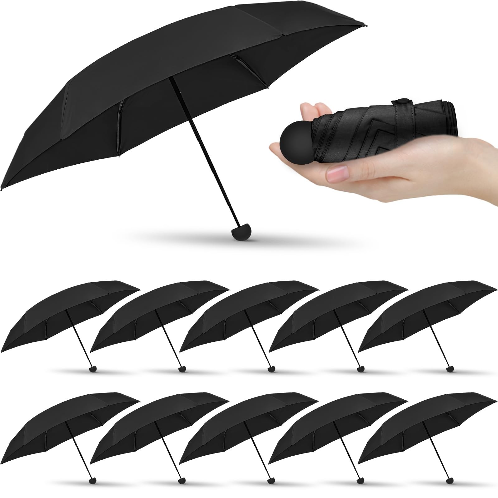 12 Pcs Travel Mini Umbrellas for Purse Bulk Folding Compact Lightweight Windp