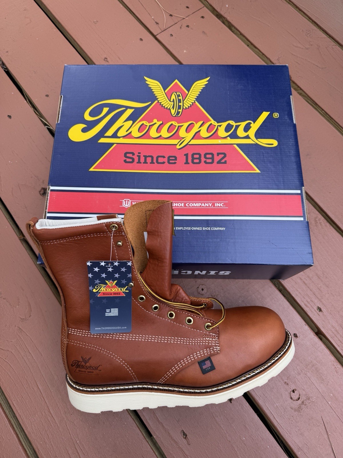 Thorogood 804-4364 American Heritage 8” Steel Toe Leather, Tobacco Oil-Tanned