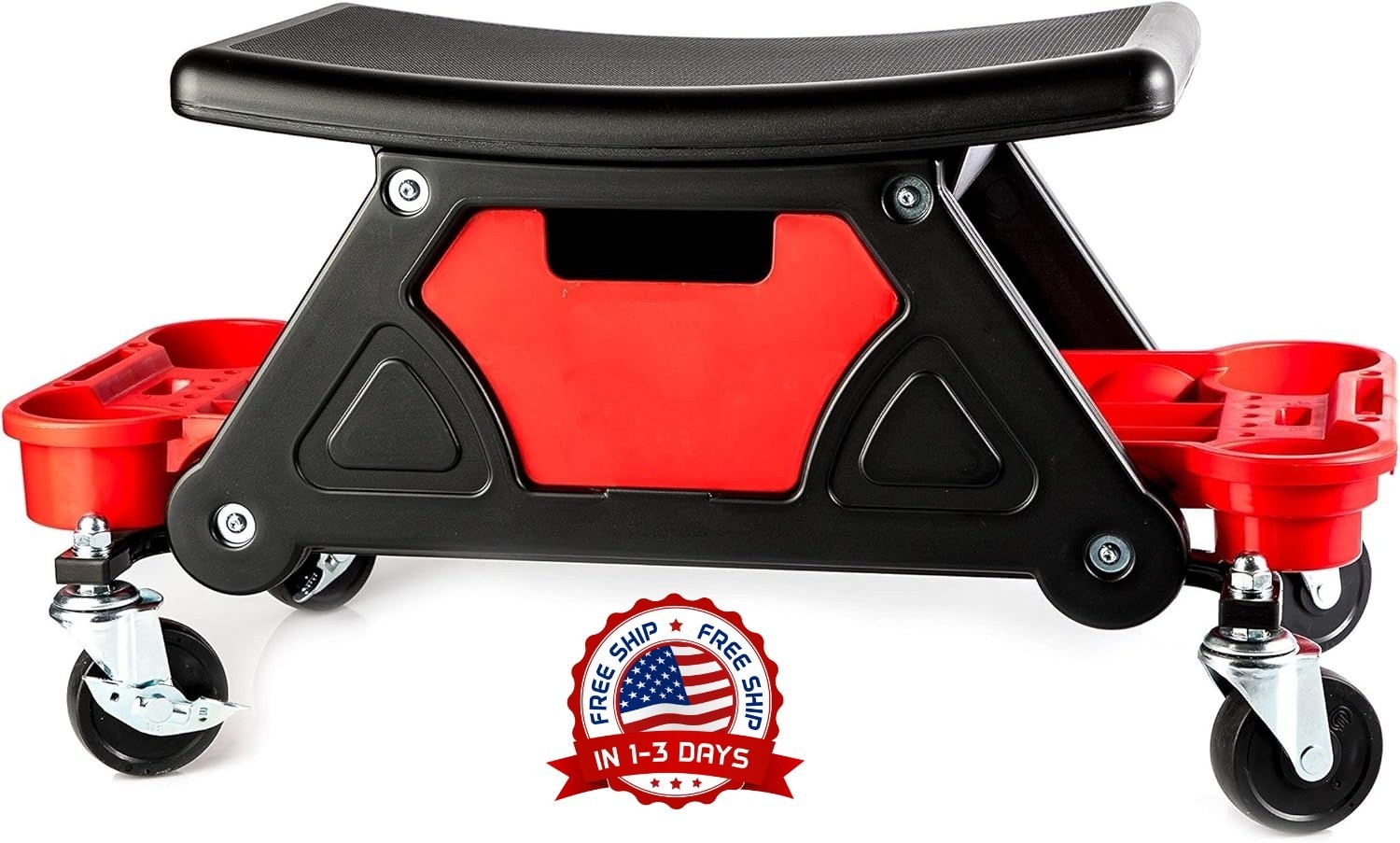 Asiento rodante utilitario móvil con bandejas para guardar herramientas NEW US