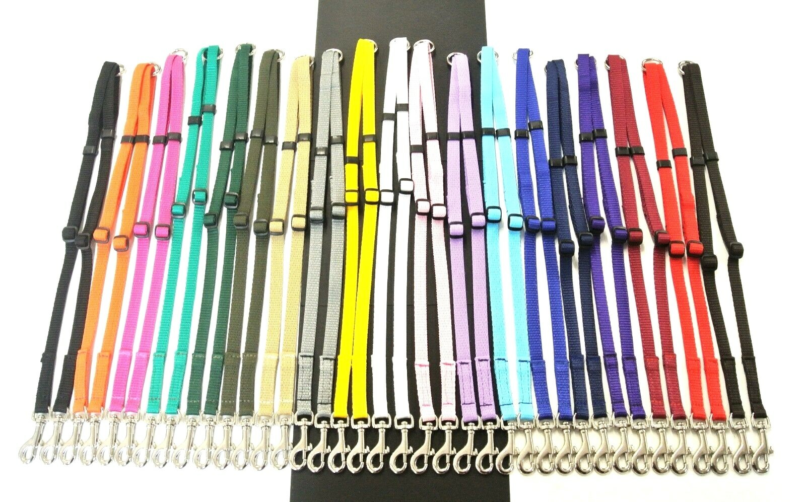 13mm Adjustable 2 Way Coupler Splitter Dog Lead Leash Strong Durable 19 Colours
