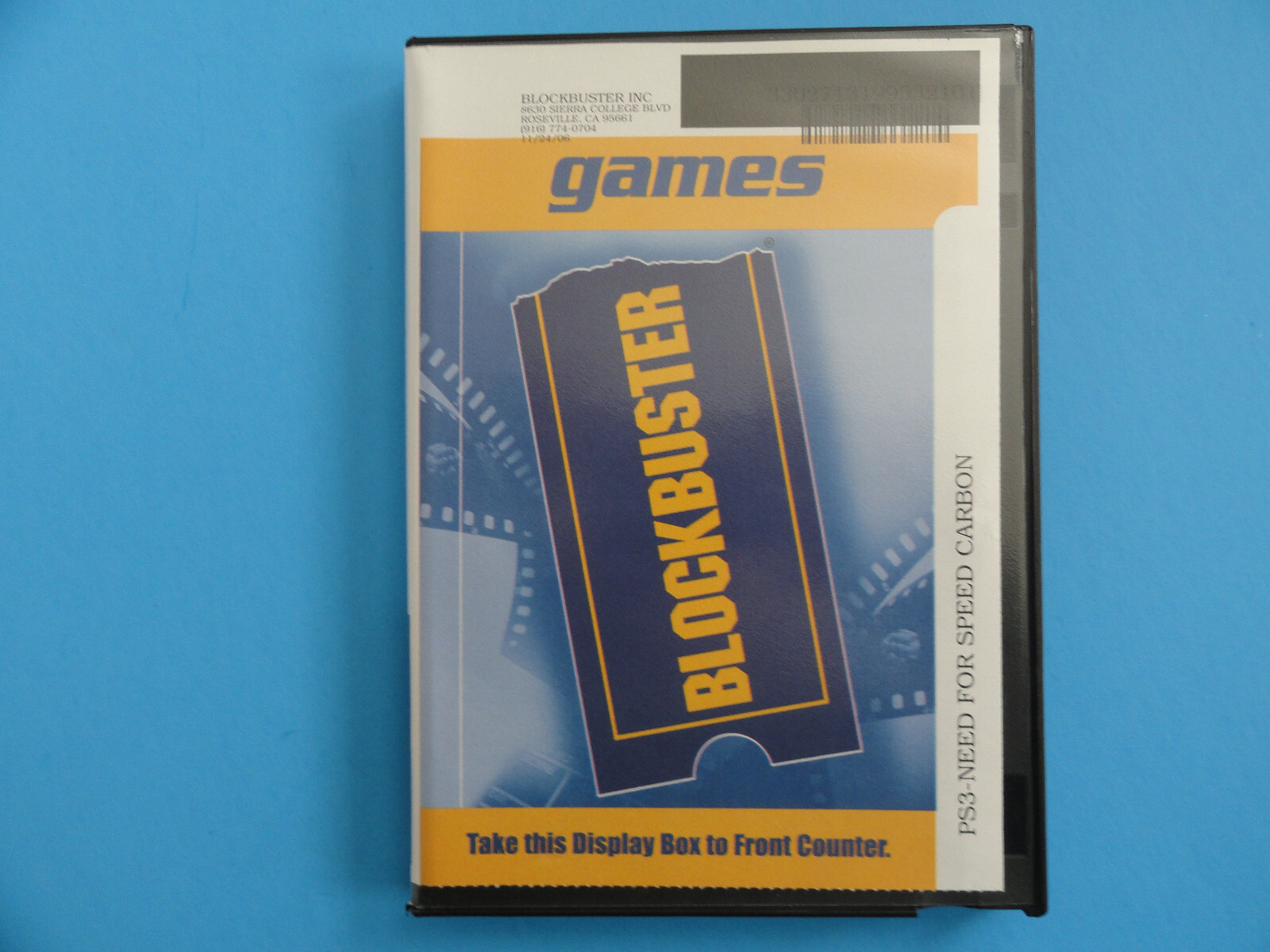 PLAYSTATION 3 NEED FOR SPEED CARBON - BLOCKBUSTER VIDEO RENTAL CASE - NO GAME