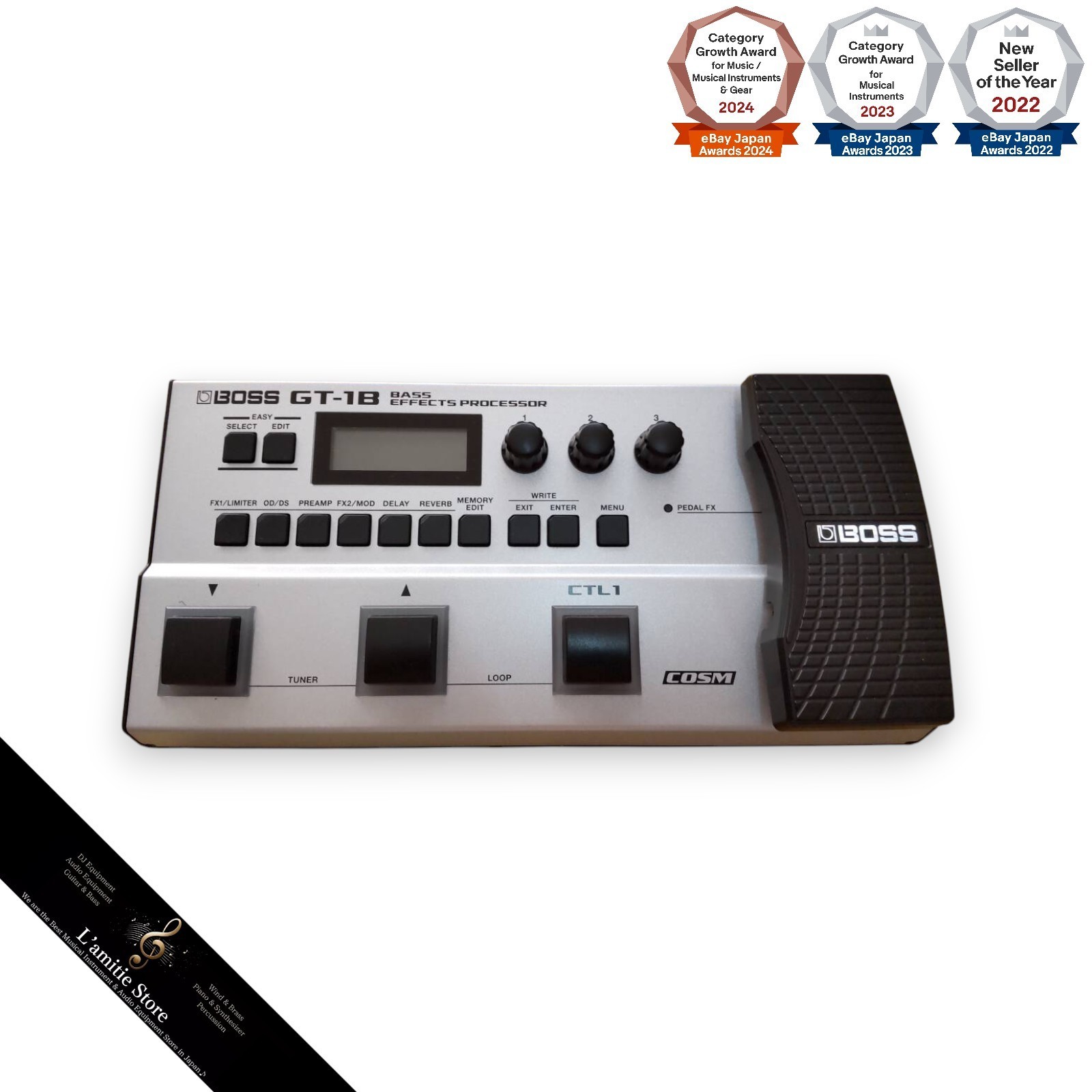 BOSS GT-1B Bass Multi Effects Processor Pedal EASY SELECT EDIT GT1B GT1 B Tested