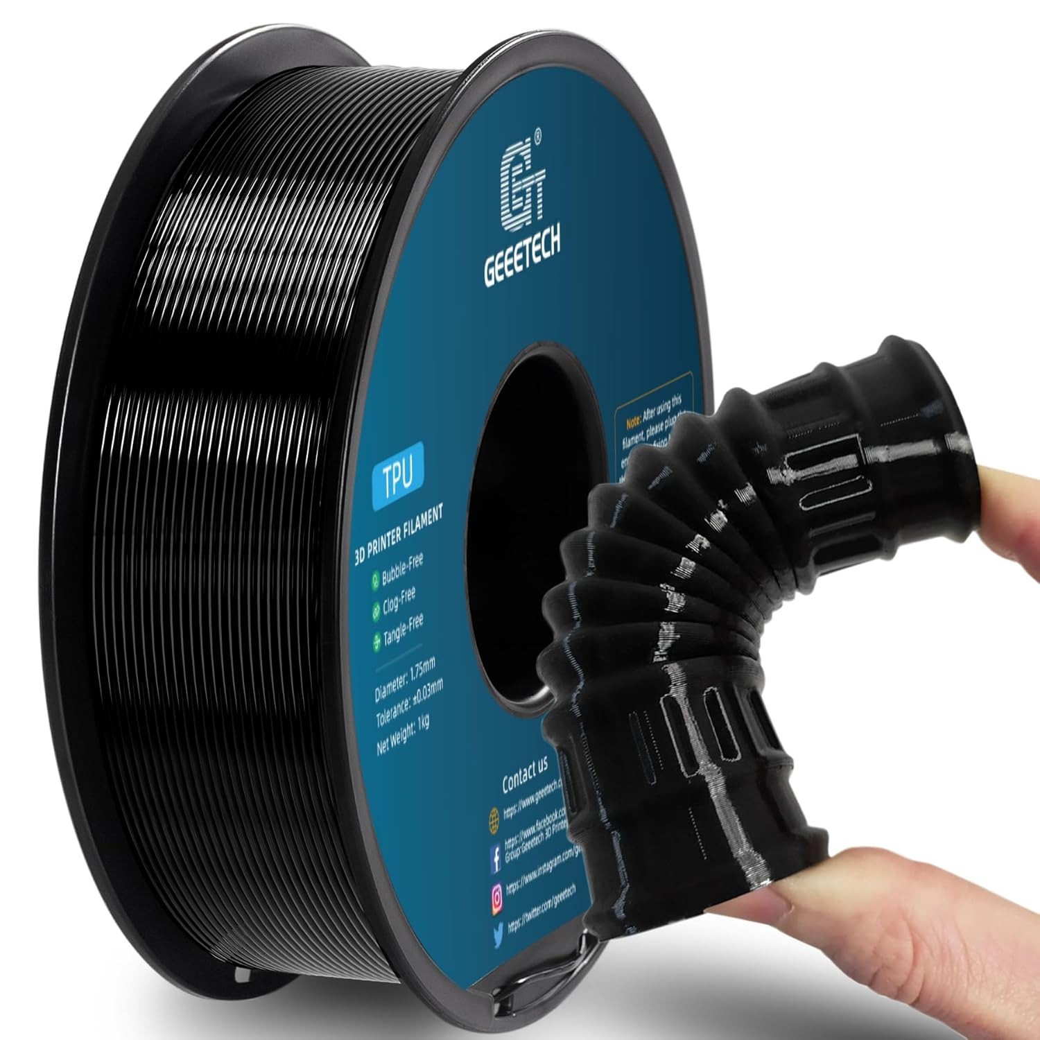 GEEETECH Filament TPU Black 1.75mm 1KG/roll Consumables For FDM 3D Printer