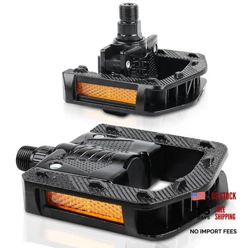 Folding Bike Pedals, Mountain Bike Pedals CNC Aluminum Bicycle Flat Black