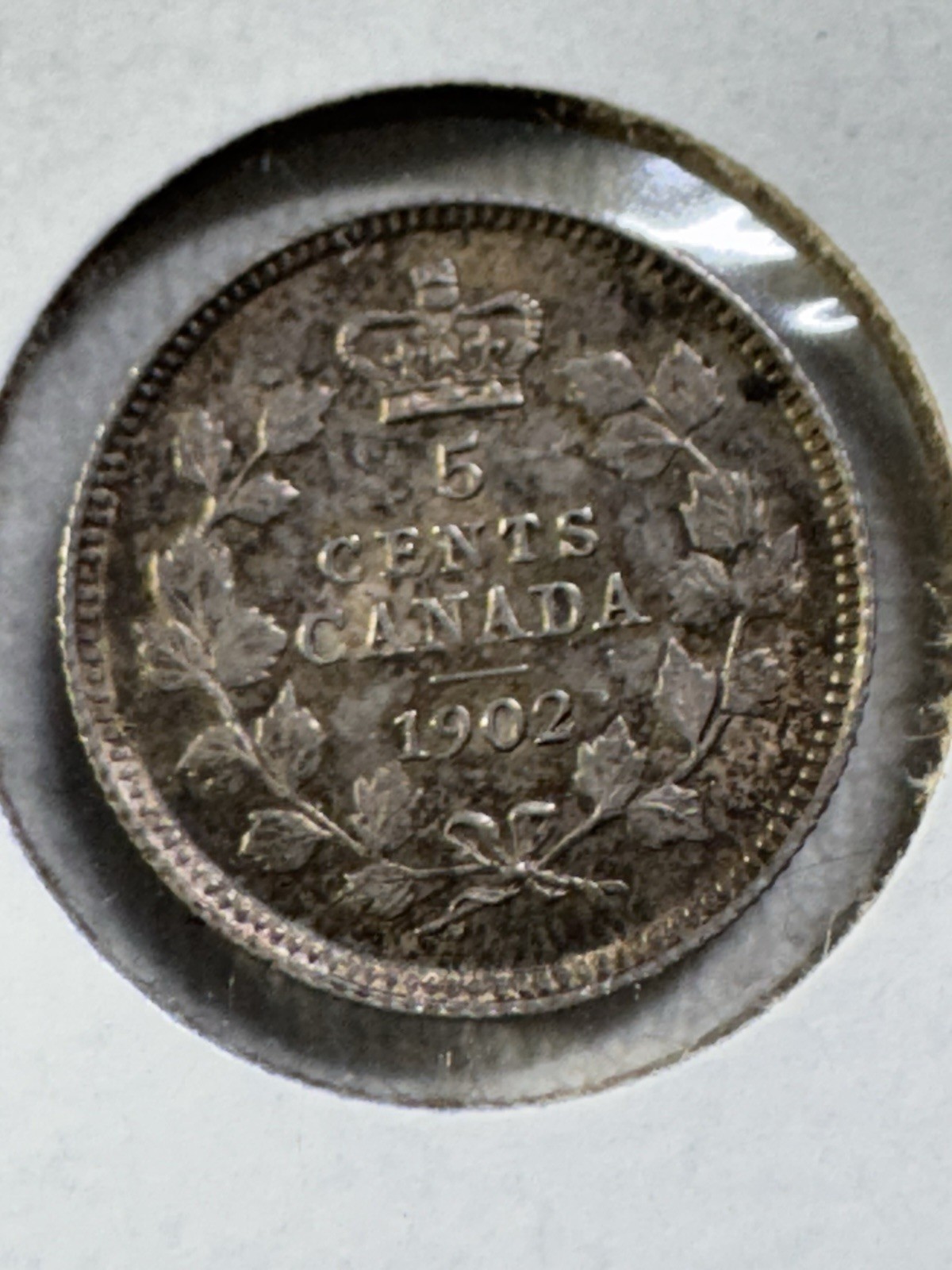 1902 Canada 5 Cents Small Silver Coin