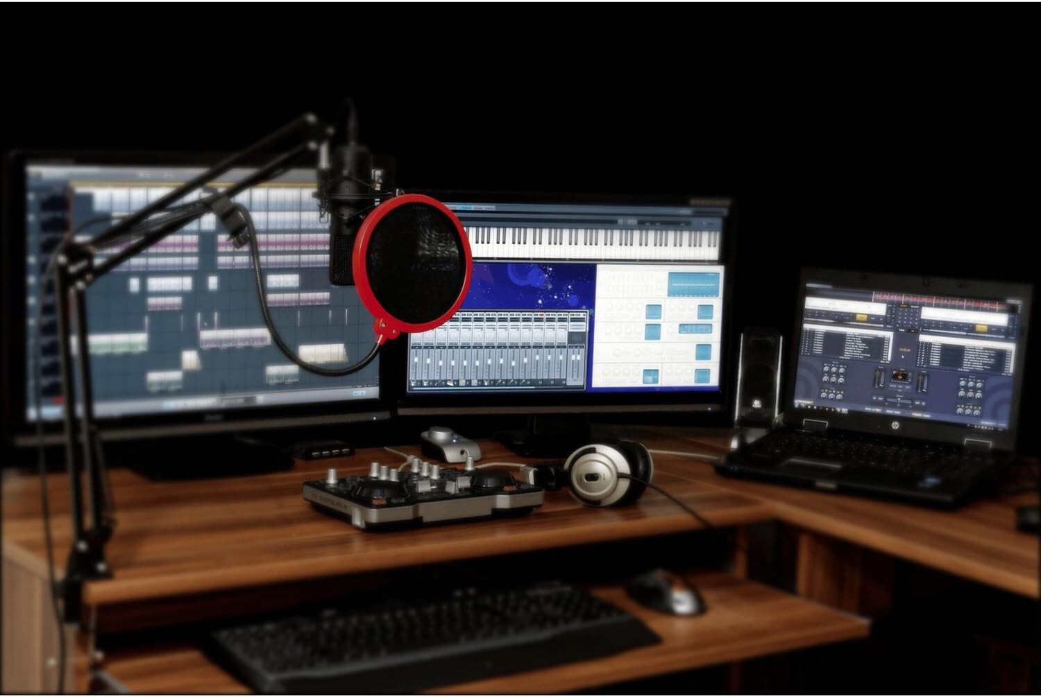 Deco Gear Universal Double Layer Pop Filter Microphone Wind Screen with Clip