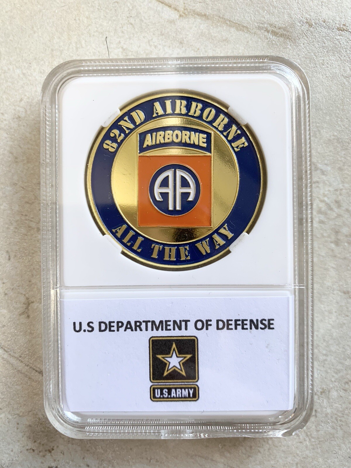 US ARMY 82nd Airborne Division "All The Way" Challenge Coin With Case
