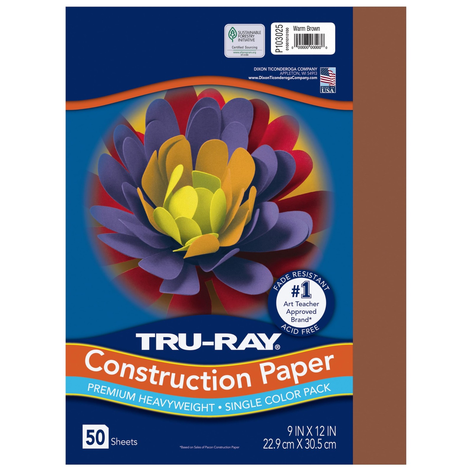 PACON-103031 Tru-Ray Heavyweight Construction Paper, Warm Brown, 9" x 12", 50...