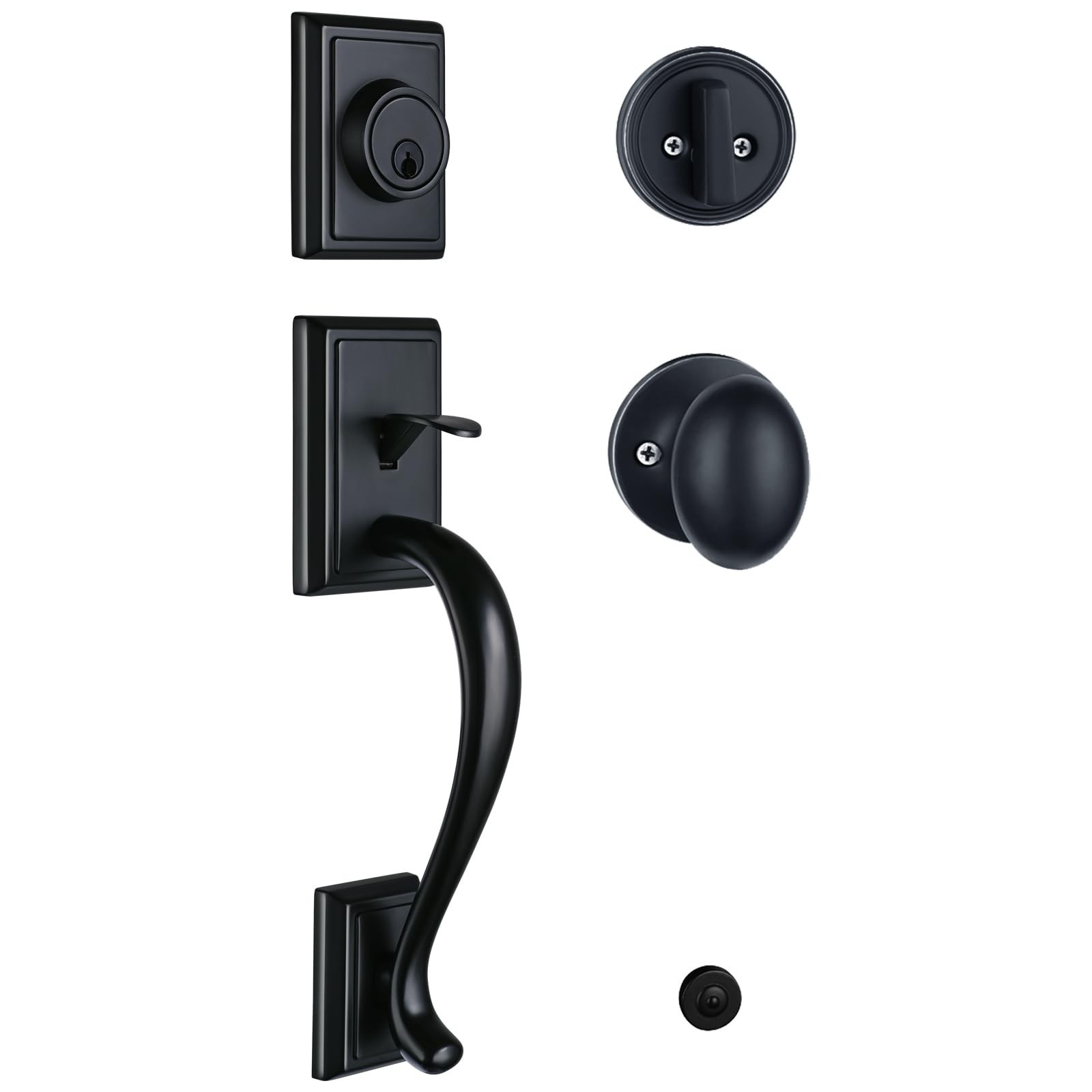 Matte Black Front Door Handle Set for Entry/Back Door, Exterior Door Lockset ...
