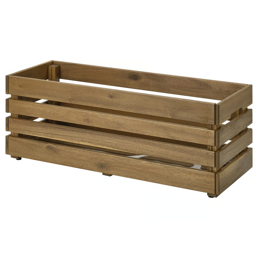 IKEA STJÄRNANIS Outdoor Flower Box Acacia Wood Garden Planter Used 29.5x10.75 In