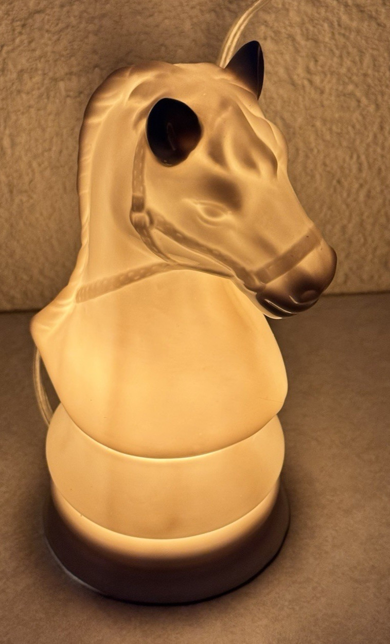Horse White Knight Ceramic Chess Piece Night Light Accent Lamp