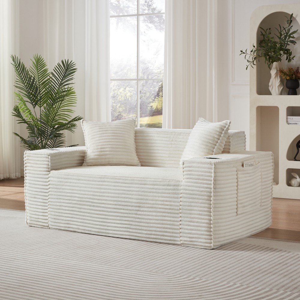 2Seater Sofa Boneless Couches No Assembly Needed Modern Sofa for Compact