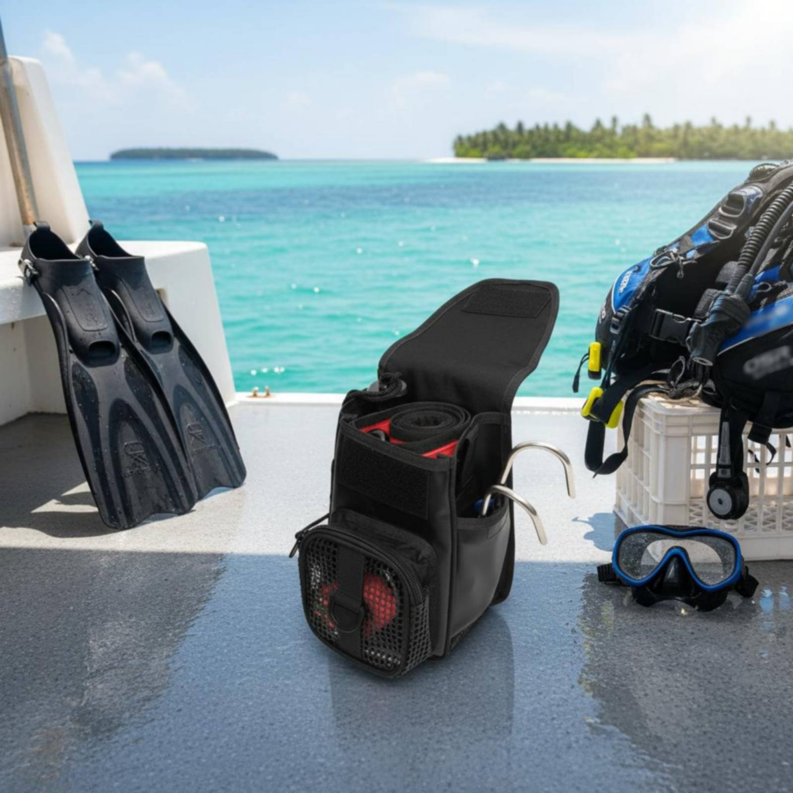 Side Mount Dive Pouch Long-Lasting Nylon Dive Lamp Holder Bag D-Attachment Loop