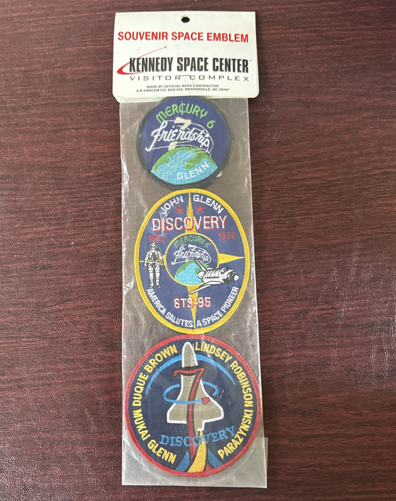 Kennedy Space Center Patches John Glenn Mission 3 Patch Souvenir Set, NIP NWT