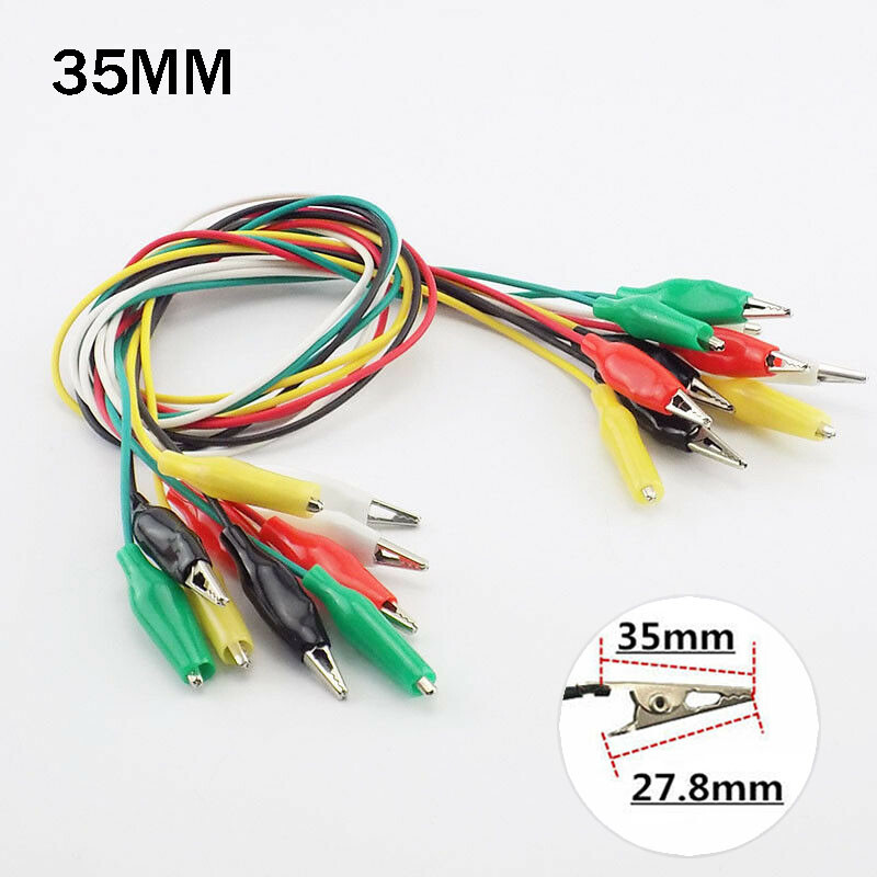1/10X 35mm Electric Test Jumper Wire Crocodile Clips Roach Alligator Clips Leads