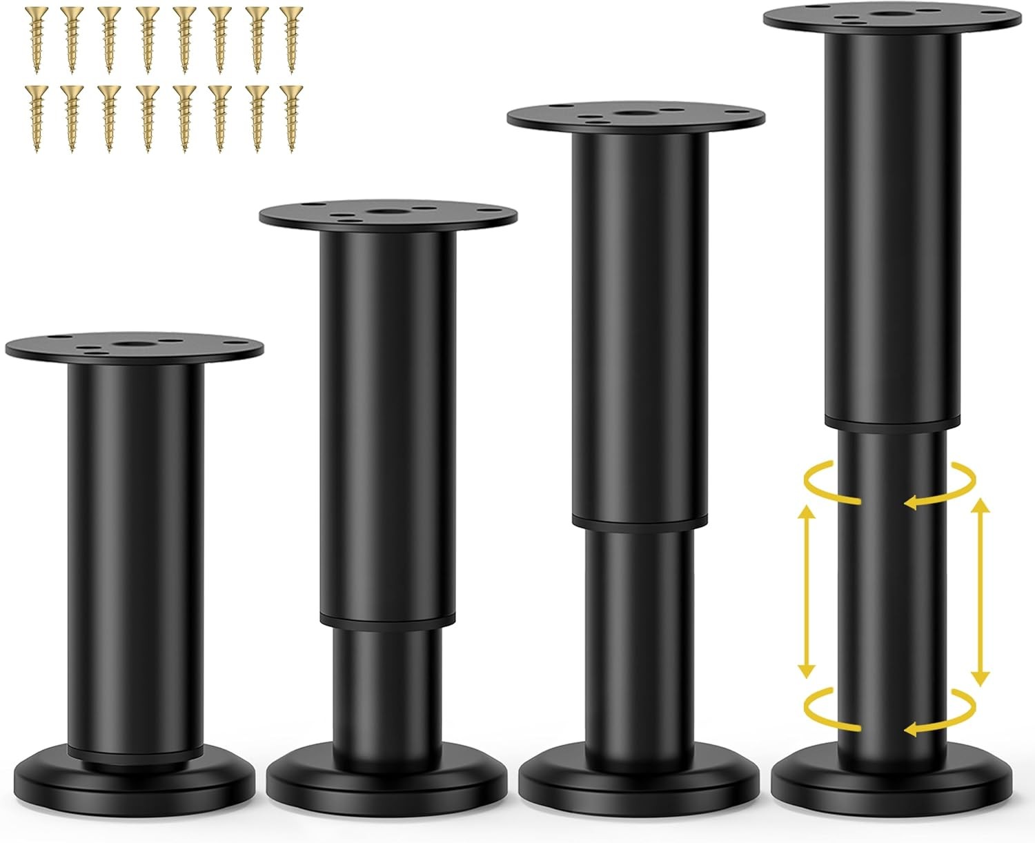 4 Pcs Metal Adjustable Furniture Legs 4.72-7.87 inch, Adjustable