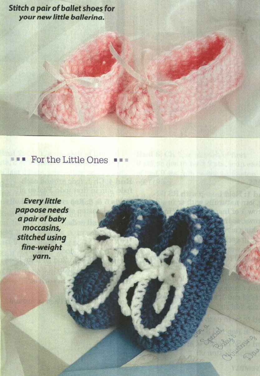 BABY MOCCASINS & BALLET SHOE BOOTIES CROCHET PATTERN INSTRUCTIONS