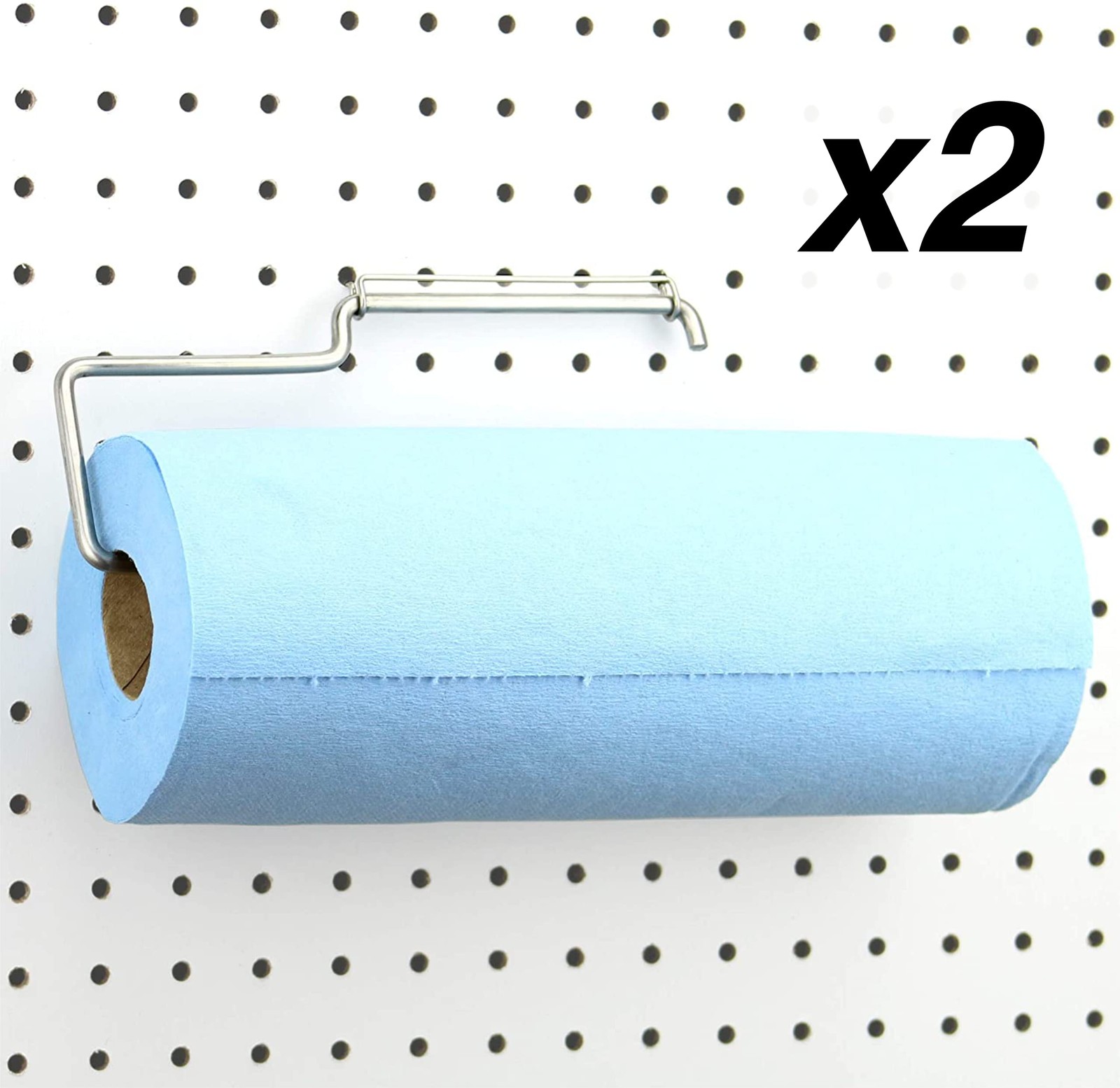 2-Pack Stainless Steel Pegboard Paper Towel Holder for Garage Kitchen Craft