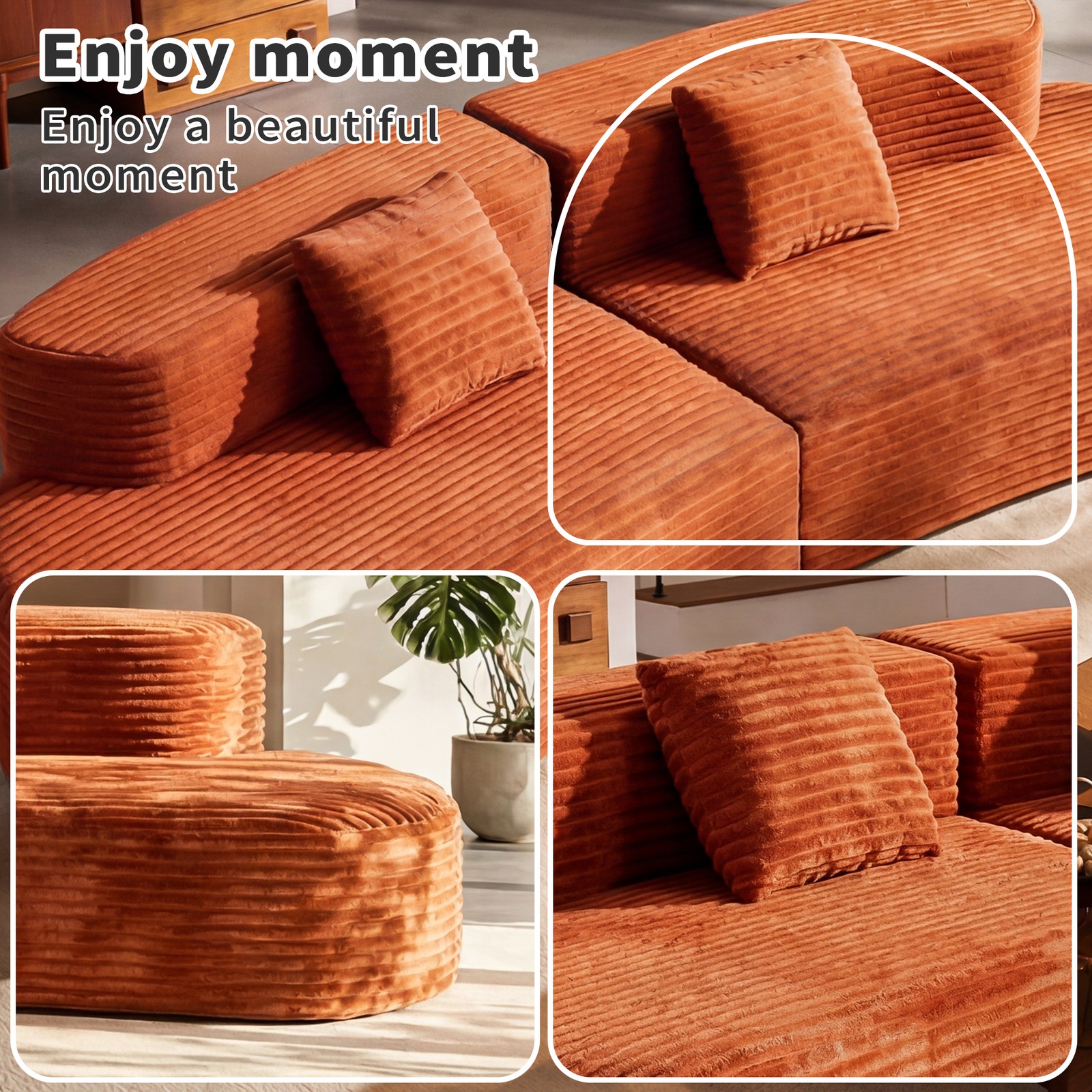 108.6-inch curved combination sofa with a modern cloud pattern design, made with
