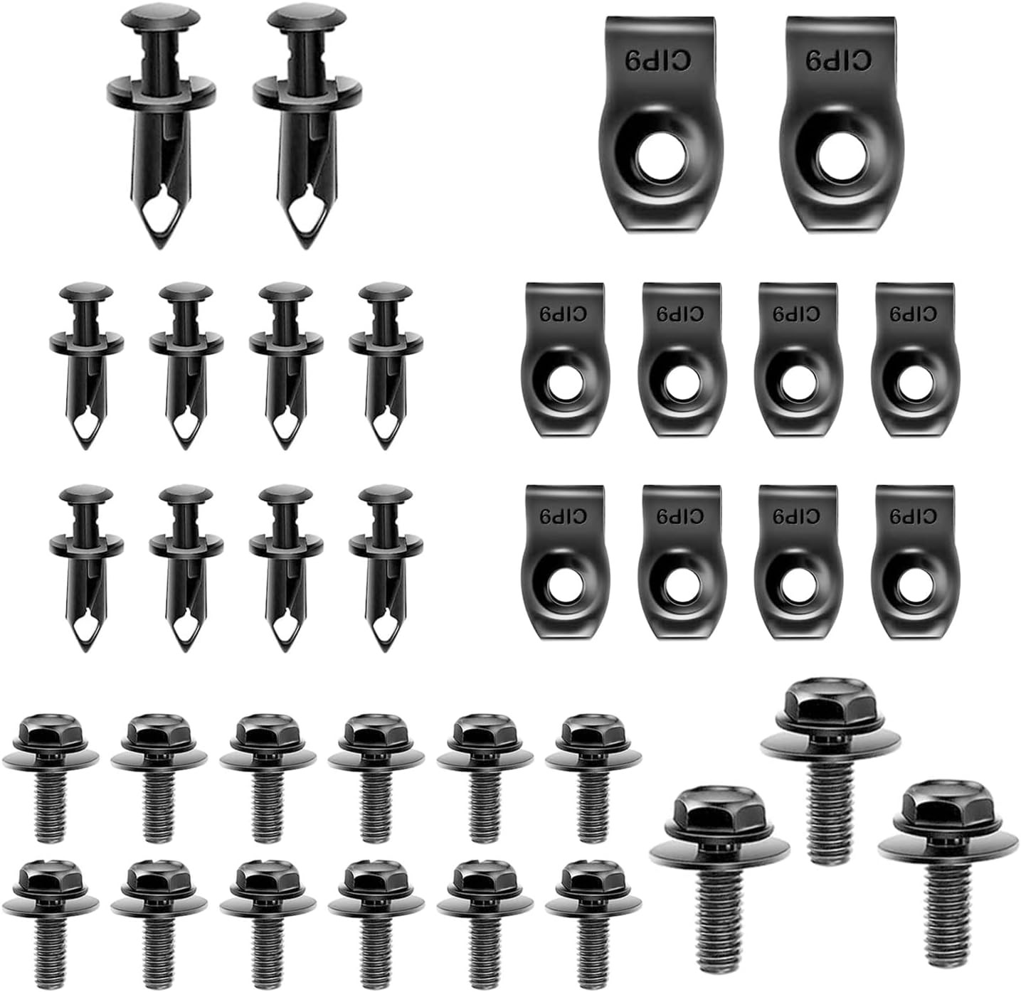 35 PCS Car Engine Splash Shield Guard Bolts Clips, Metal Automotive Bumper Faste