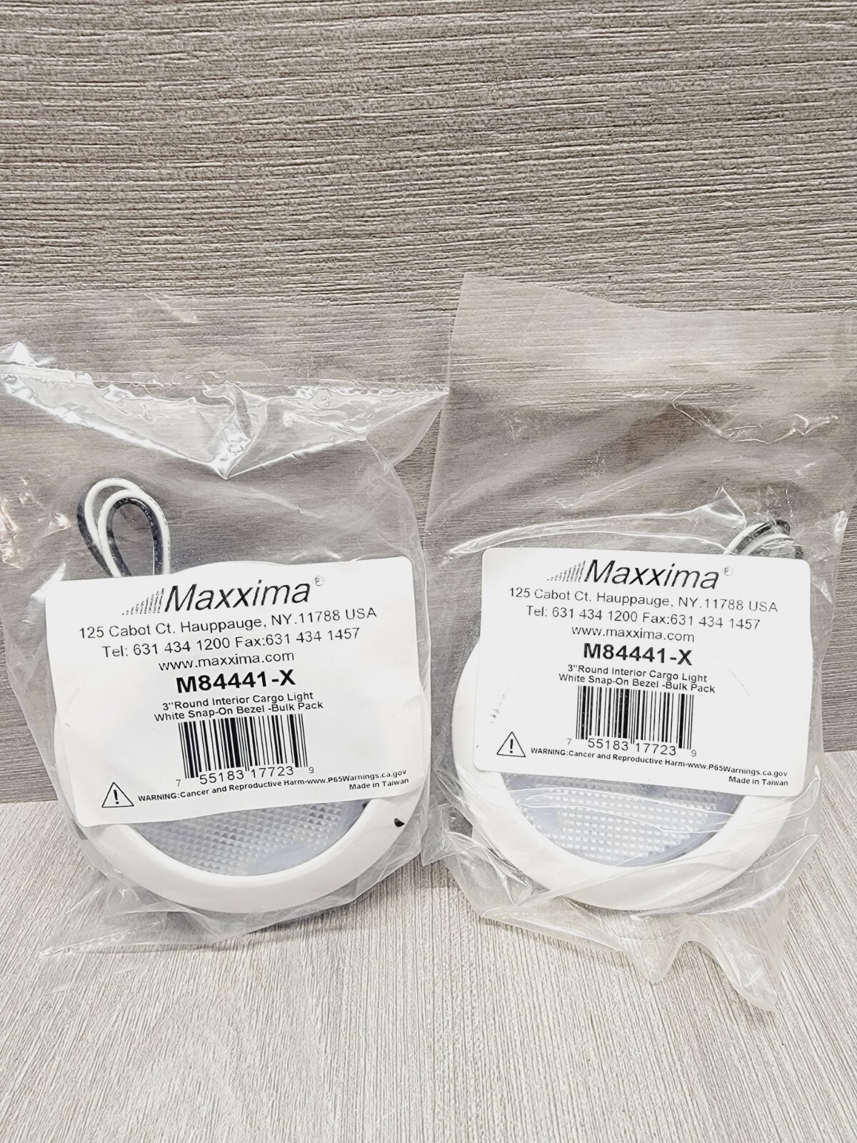 2 Pc MAXXIMA M84441 3" 15-LED ROUND INTERIOR CARGO LIGHT w/WHITE Bezel