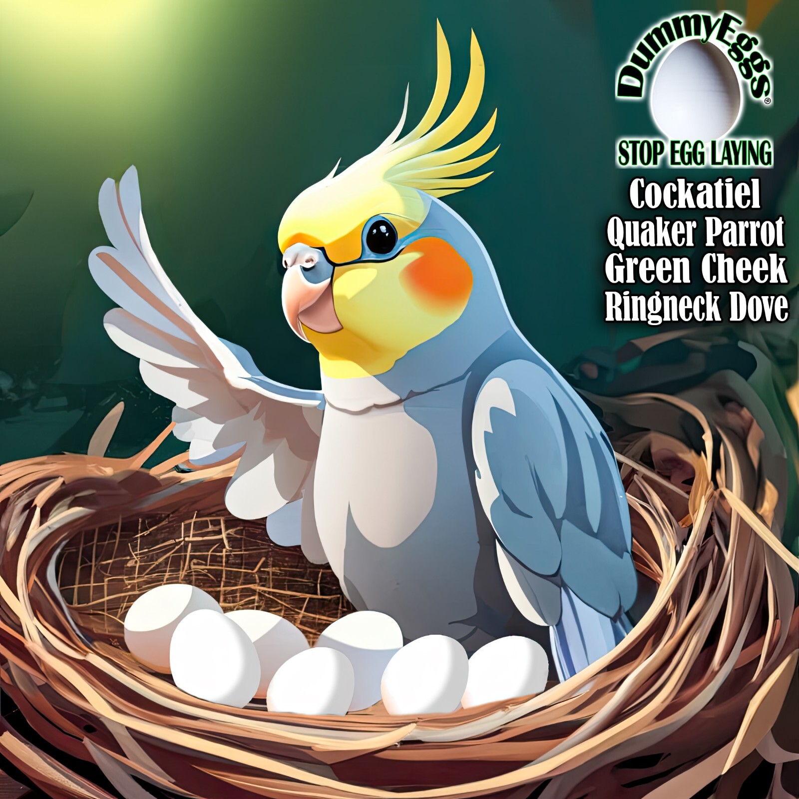 DummyEggs COCKATIEL PLASTIC BIRD EGGS STOP LAYING! 7 Realistic Fakes, Quaker GCC