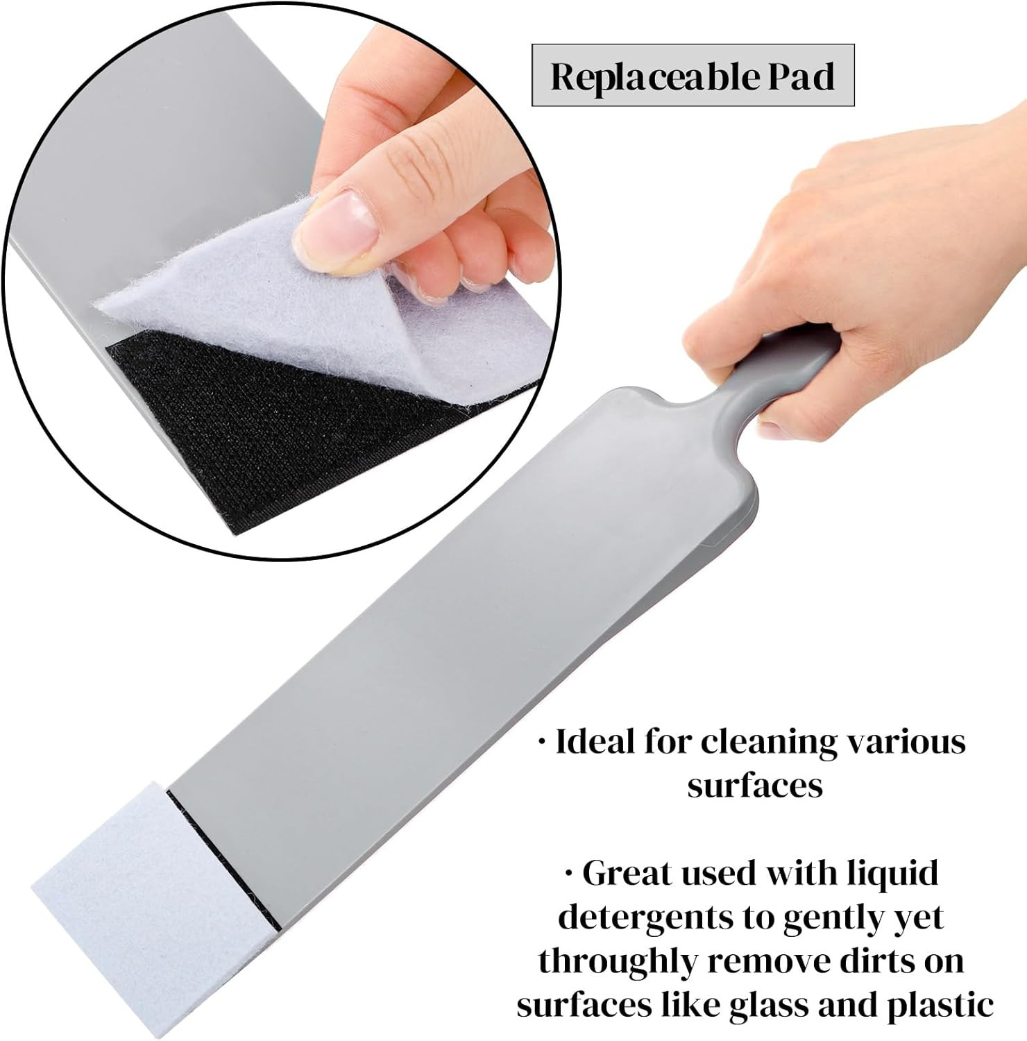 3 Pieces Window Tint Tools, Long Handle Auto Bulldozer Squeegee Scrubber Padd...