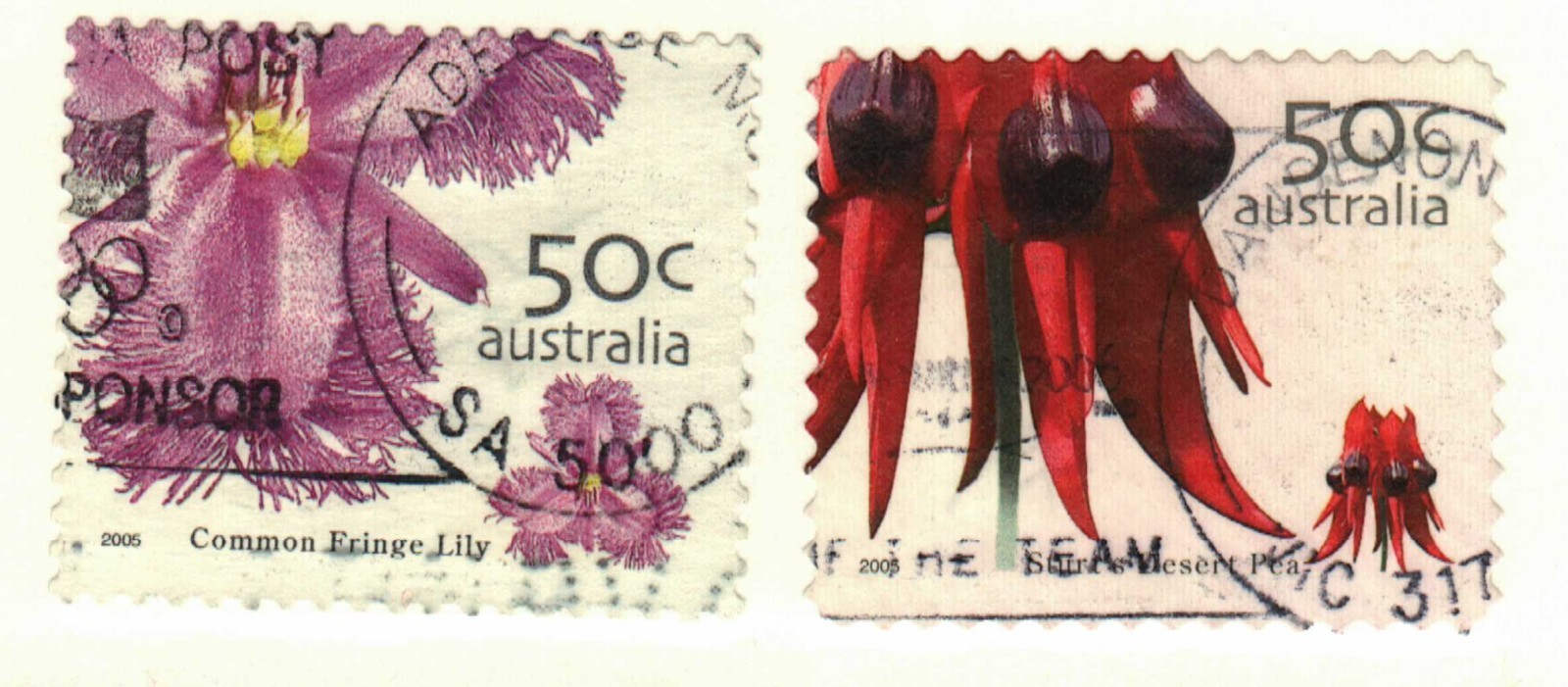 Australia #2394, 2400 used wildflowers