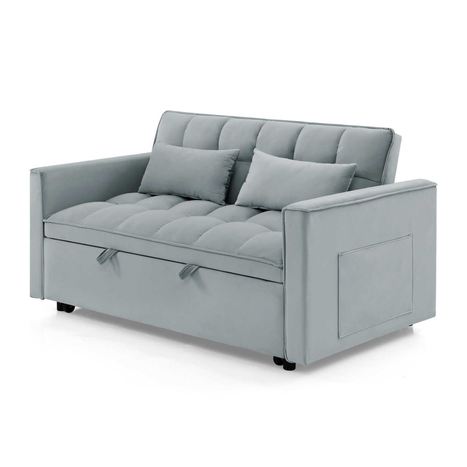 Convertible Loveseat Sleeper Sofa with Pull Out Bed & 2 Pillows for Small Space
