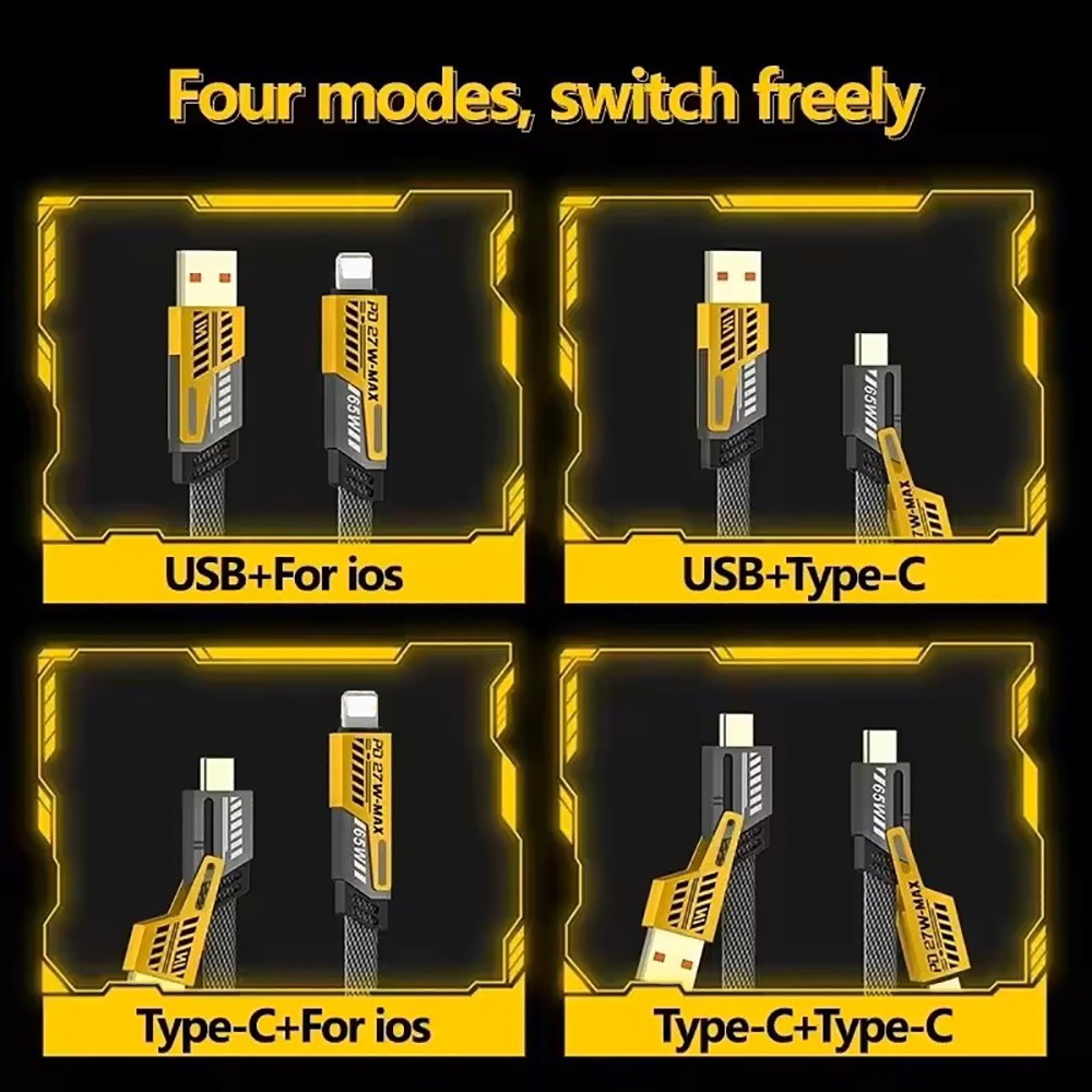 4-in-1 USB C Cable PD65W Fast Charging Data Sync Multi-Function for iPhone