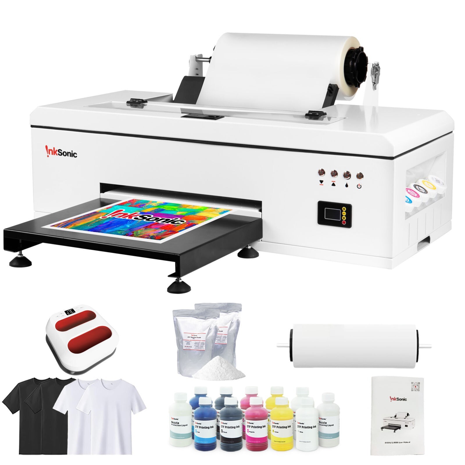 InkSonic R1390 A3+ 13"/33cm DTF Printer+Oven+Laptop, for T-shirt Printing, 7/24