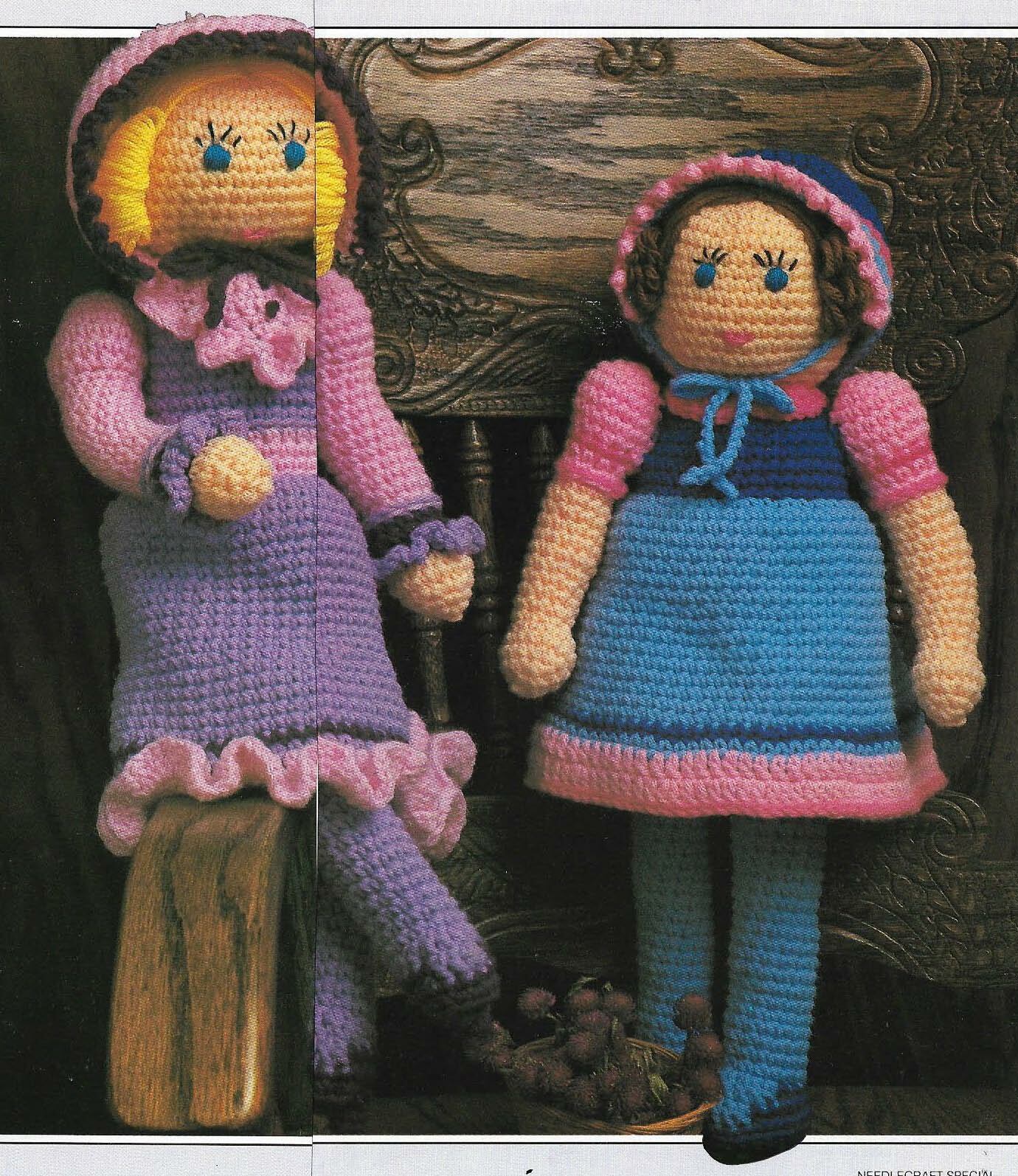 VIOLET & BLUEBELL 2 DOLLS 18" TOY DIGEST SIZE CROCHET PATTERN INSTRUCTIONS