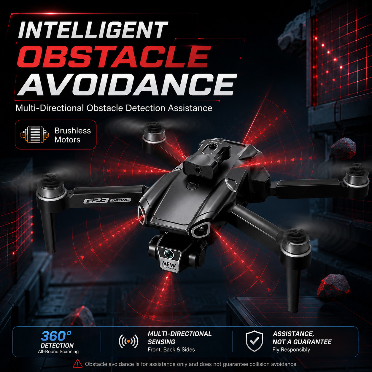 G23 8K Dual Camera Foldable Drone Brushless Motor Obstacle Avoidance WiFi FPV