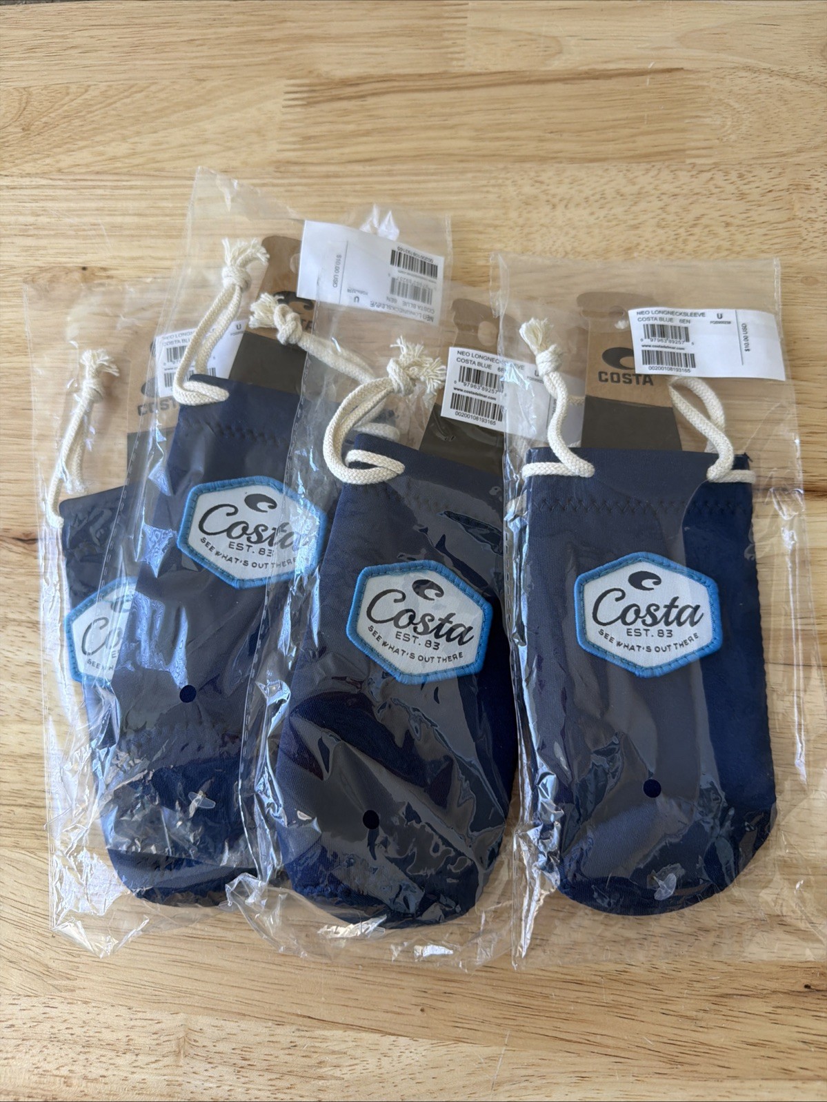 LOT OF 4 Costa Neoprene Bottle Sleeve Bottle Coozie New In Package Costa Blue