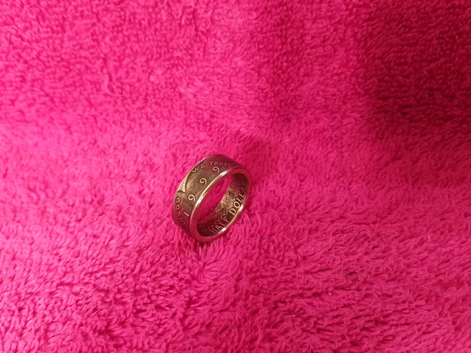 1999 Kennedy Half Dollars  size 11  coin ring  Handmade mixed metals  (A)