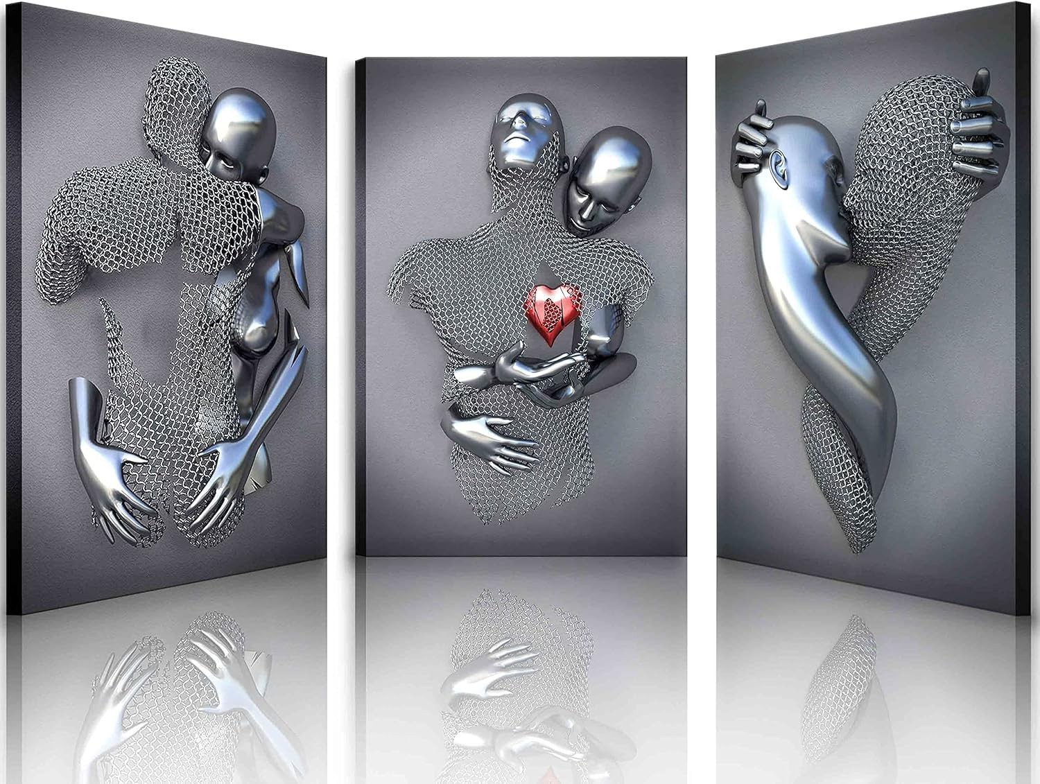 Framed Wall Art for Bedroom 3D 16"Hx12"W×3Pieces, 3 Pieces