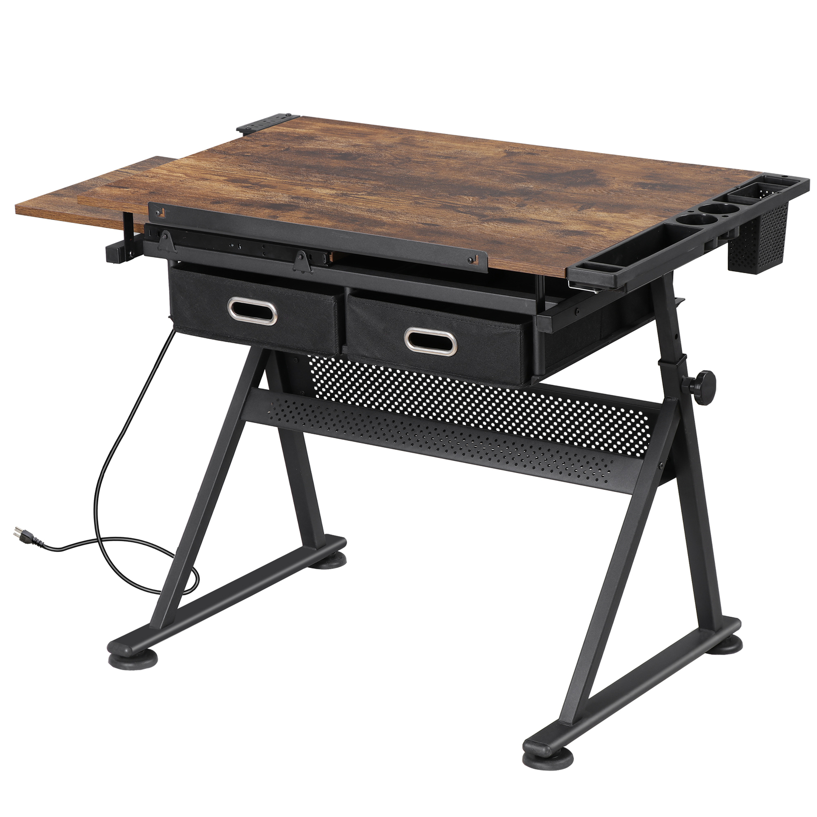 Height Adjustable Drafting Table Drawing Artist Craft Desk w/Stool Outlet Retro