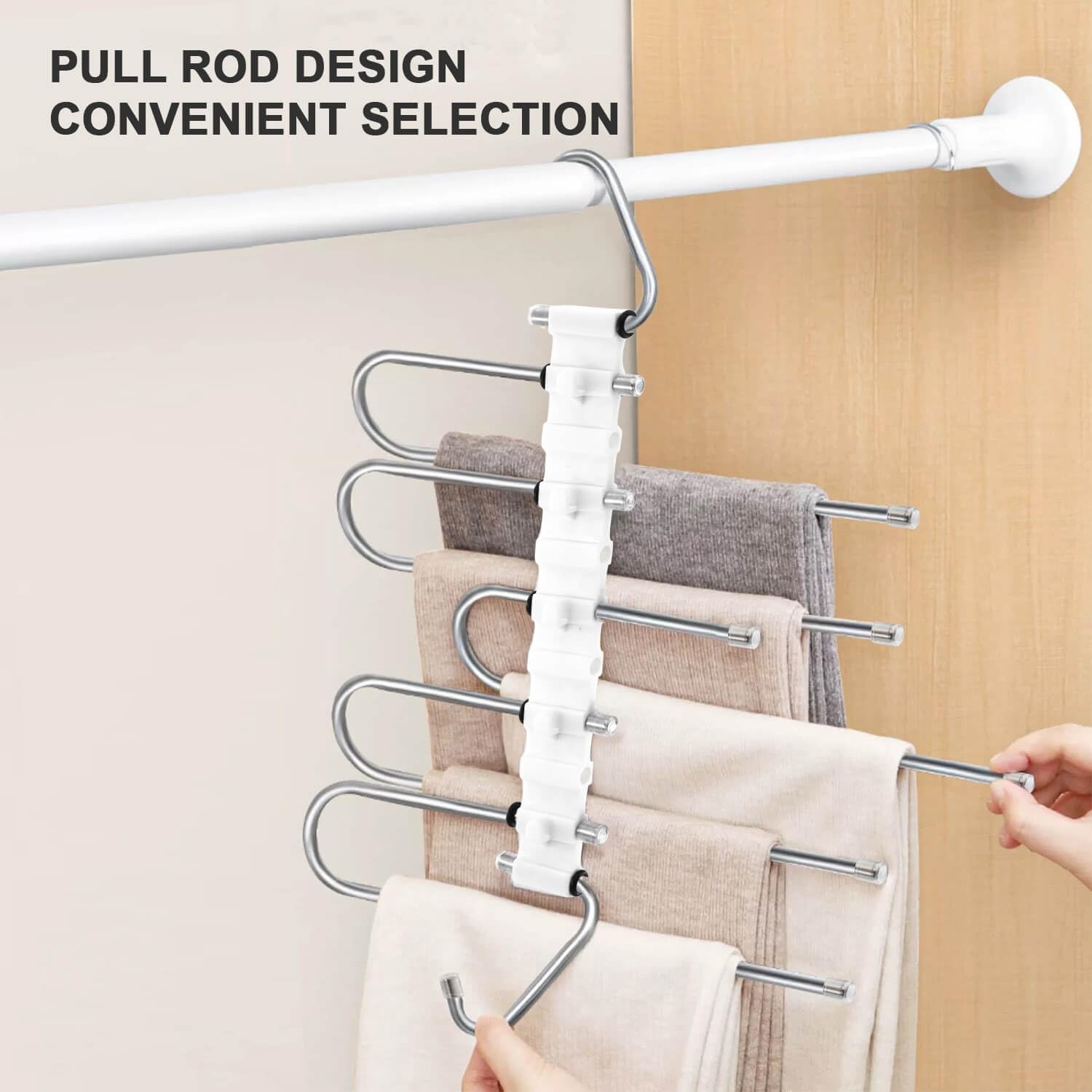 2Pack Pants Hangers Space Saving,Anti-Slip Design, Storage Organizer for Pant...
