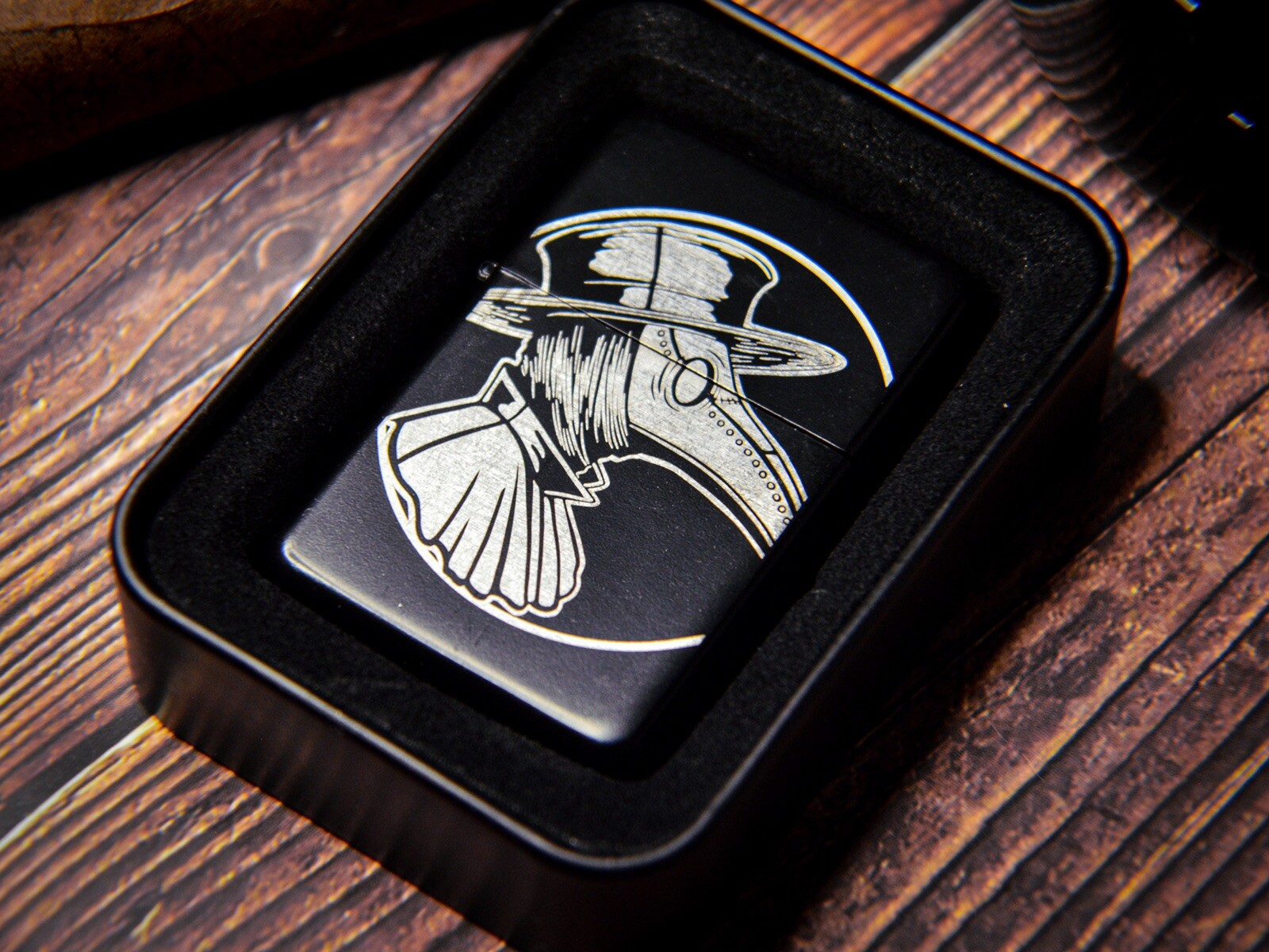 Plague Doctor Engraved Lighter