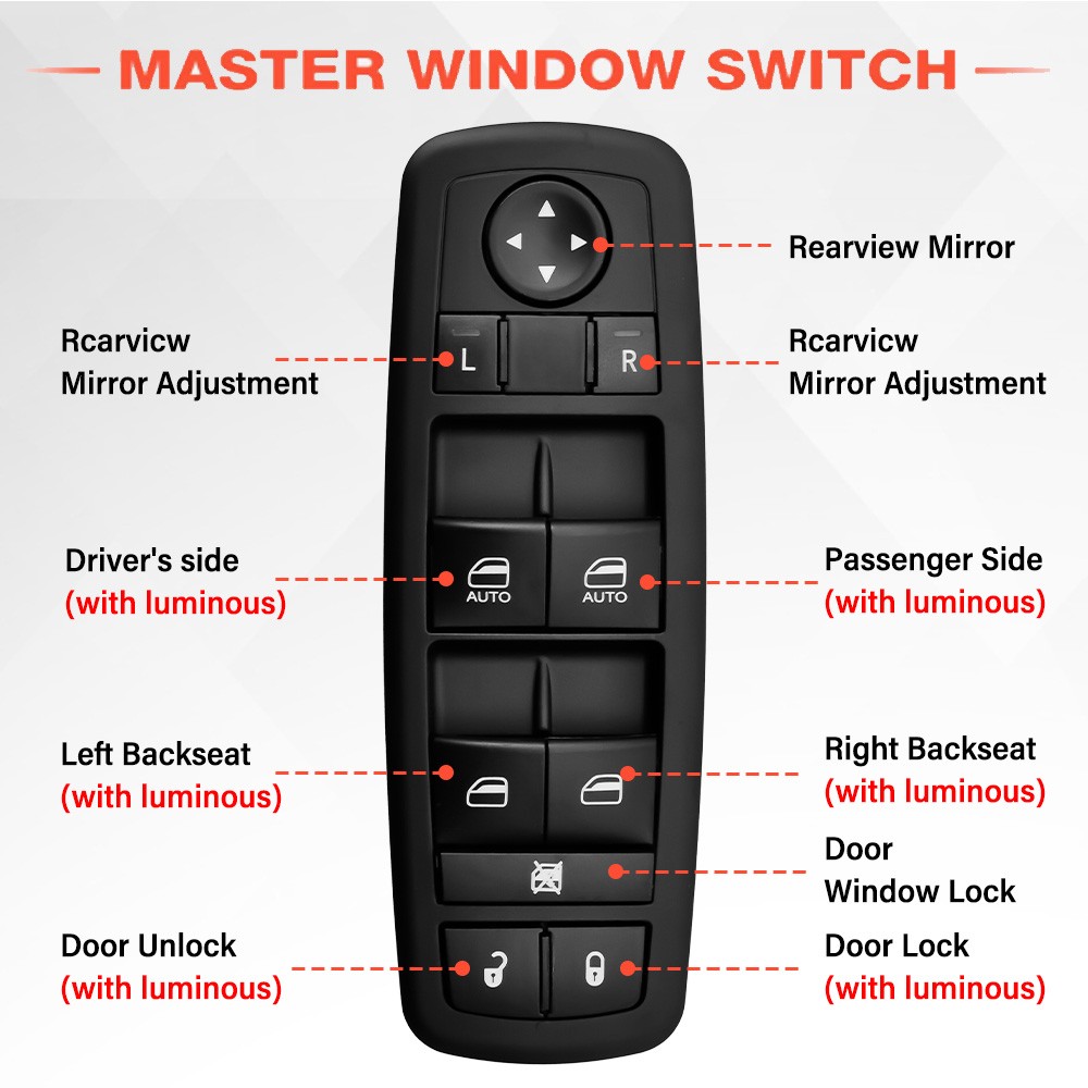 68086693AC For 2011-2013 Dodge Durango Front Driver Master Power Window Switch