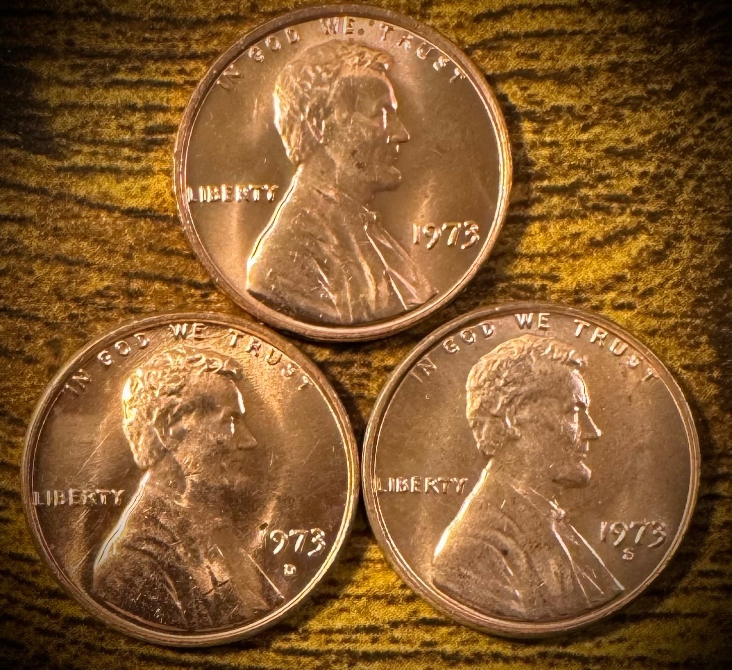 1973 Lincoln Memorial Cent P D S Uncirculated 3 Coin Lot From Original Rolls