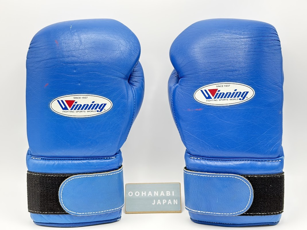 Winning Boxing Gloves 14oz Blue MS-500B Professional Tape Type Used JAPAN