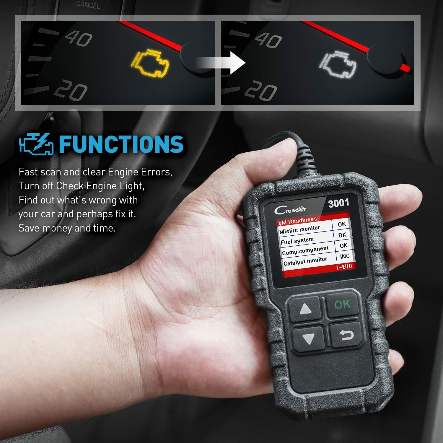 Automotive OBD2 Scanner OBD Code Reader Car Diagnostic Tool Check Engine Fault