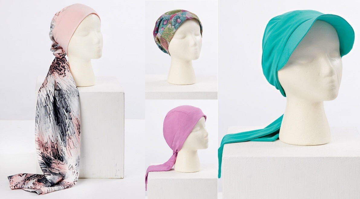 Kwik Sew 4332 Sz XS-L Hat Cap Scarf Scrunchie Headscarf Wrap Beanie Ball Pattern