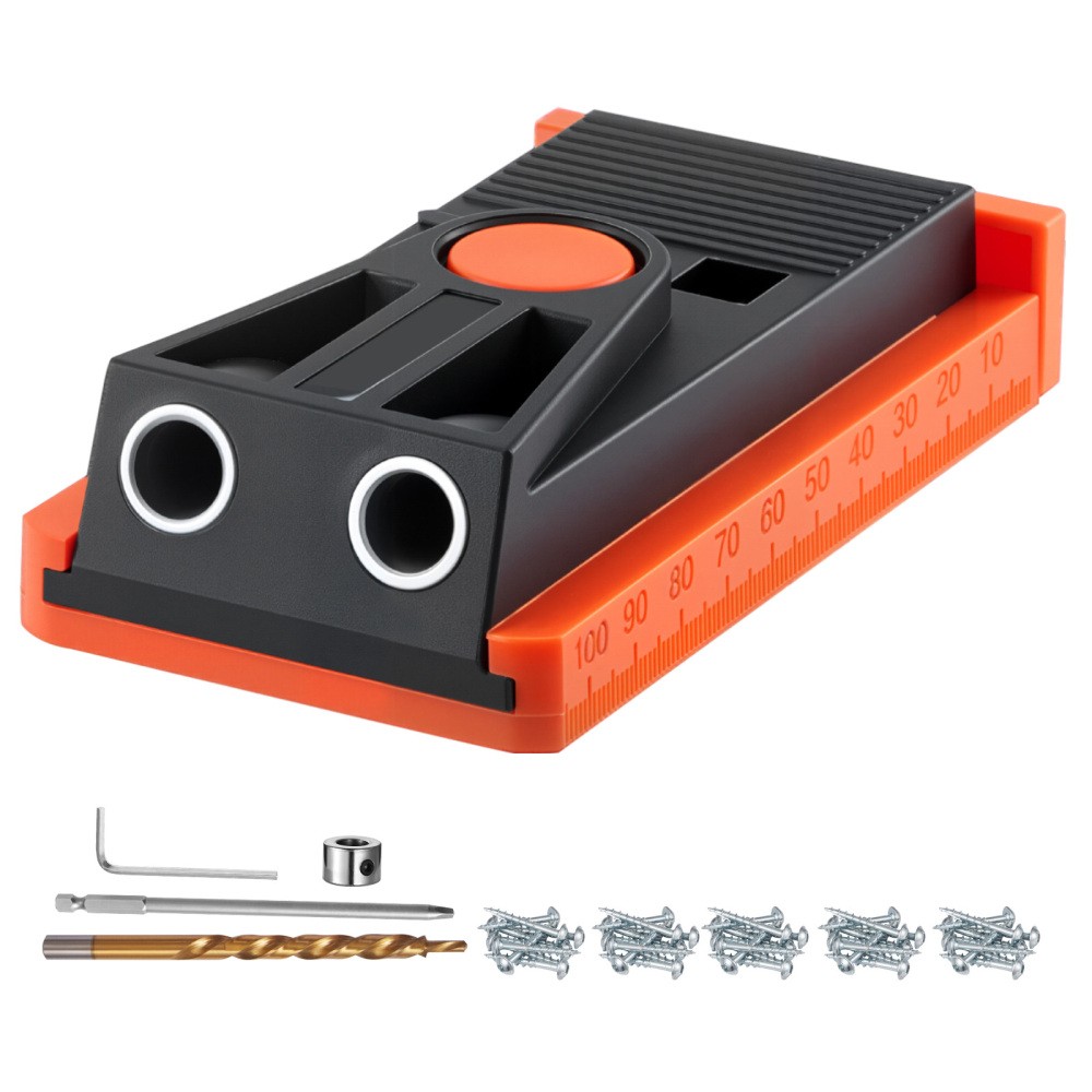 Pocket Hole Jig Kit,1/2 to 1-1/2 in Adjustable,Mini Jig Pocket Hole Tool System