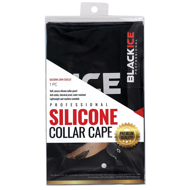 Black Ice Silicone Collar Styling Cutting Snap Closure Cape    BVE016
