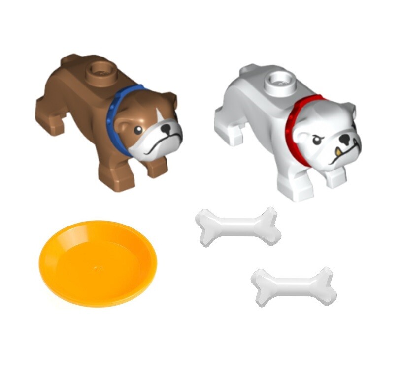 NEW LEGO Dogs - Bulldogs with Bones and Dog Dish RARE